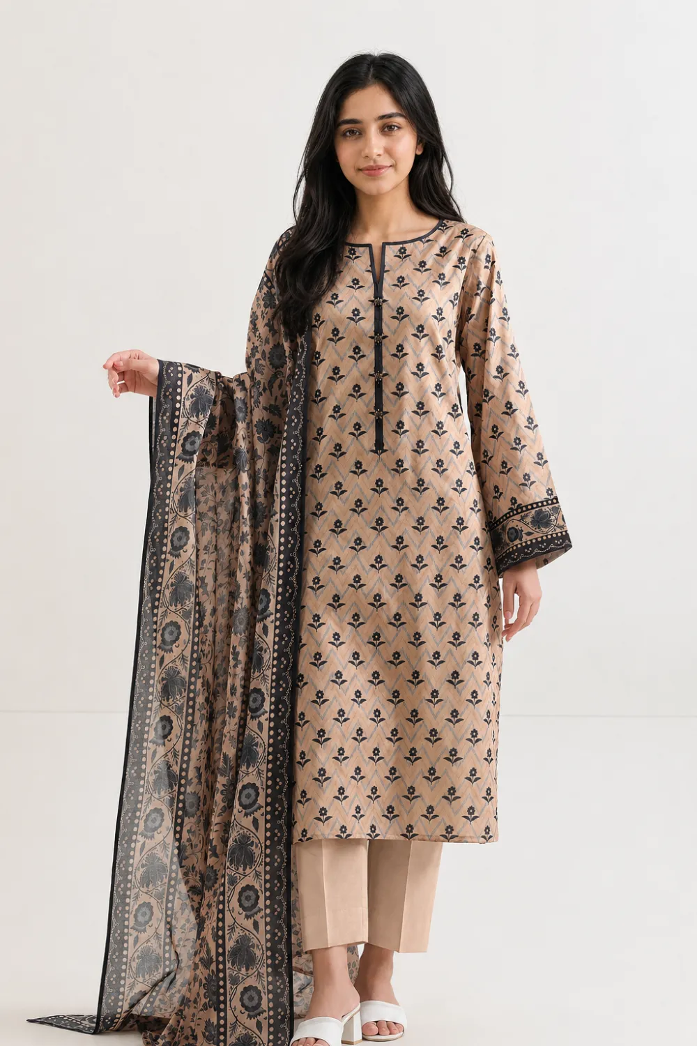 Printed Lawn Stitched 2 Piece (Shirt/Trouser)