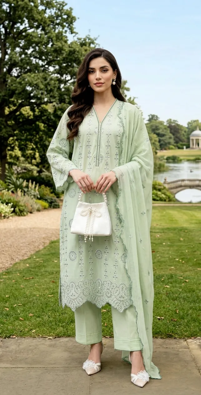 Stitched Cambric Suit – Solid Embroidered (3PC Or 2PC)